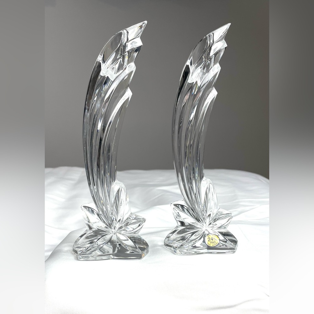 Lenox Falling Star 8 inch Crystal Candlestick Pair